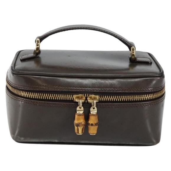 GUCCI Bamboo Vanity Hand Bag Leather Brown Gold 032 1705 0151 Auth 147944 - Picture 13 of 16